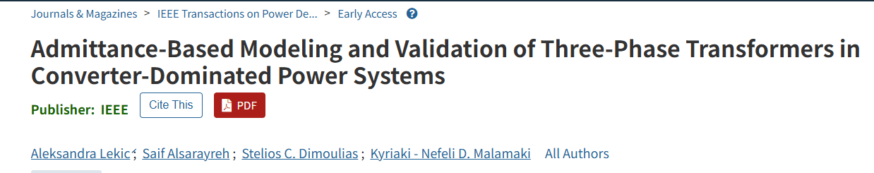 Read more about the article Admittance-Based Modeling and Validation of Three-Phase Transformers in Converter-Dominated Power Systems