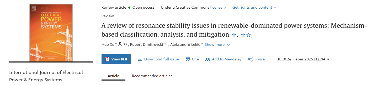 Read more about the article A review of resonance stability issues in renewable-dominated power systems: Mechanism-based classification, analysis, and mitigation